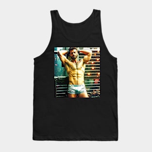 Shirtless Beefcake Hunk In Sci-Fi Setting Gay AI Photo Remix Tank Top